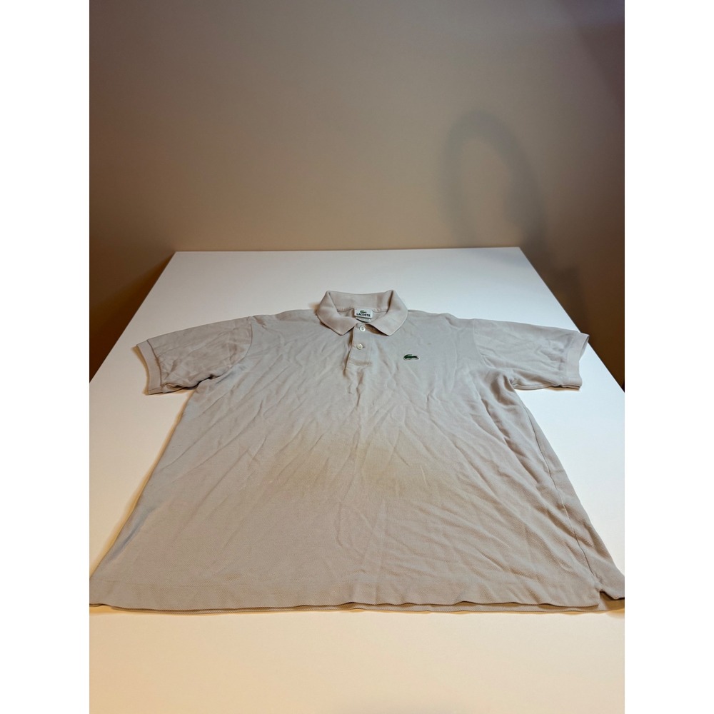 Lacoste Mens Short Sleeve Pique Polo Shirt Beige Size 6 Large Cotton 5191L